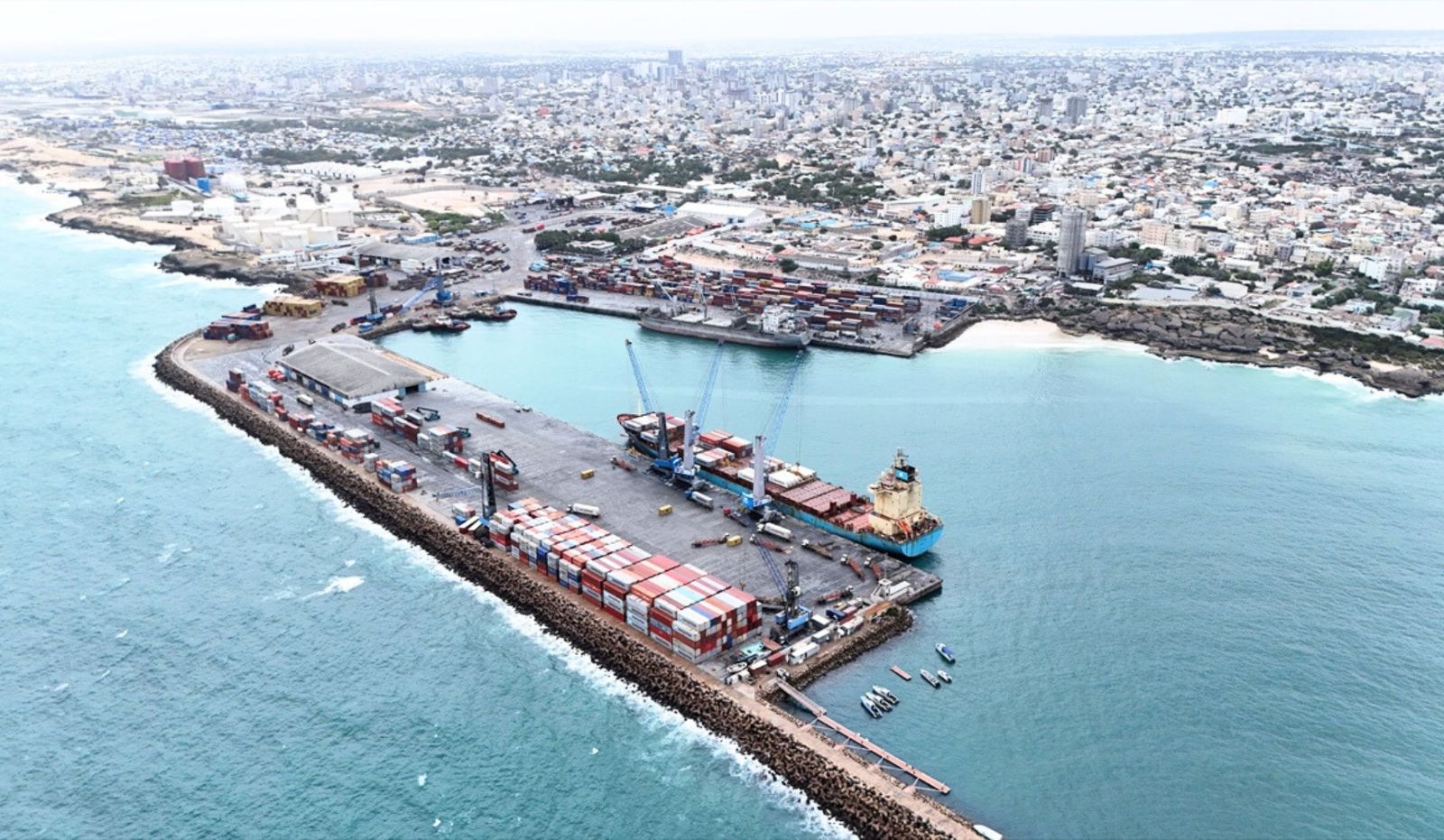 Actual aerial photograph of Mogadishu Port, Somalia