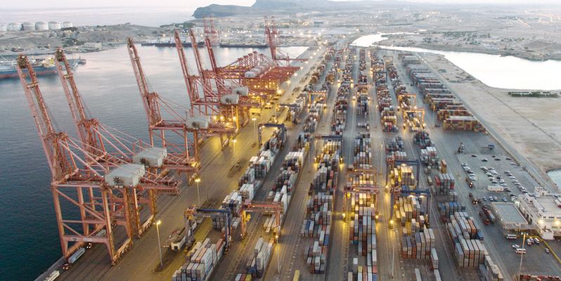 Actual aerial photograph of Salalah Port in Oman
